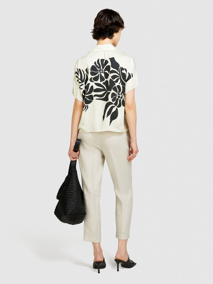 100% linen joggers - women's joggers - Creamy White | Sisley image number 3